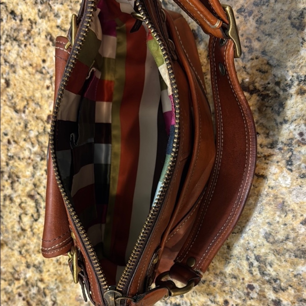 Coach Tan Leather Shoulder Bag with Brass Accents - Picture 5 of 8